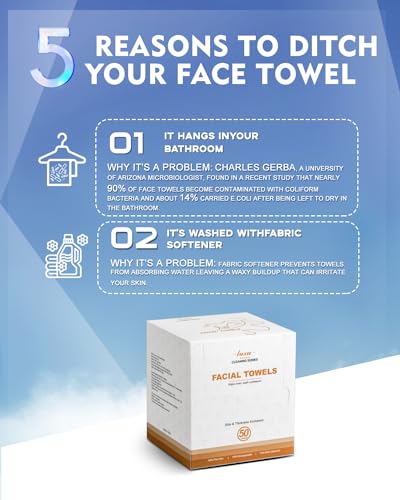 Disposable Face Towel,Biodegradable Facial Towels,20 Count Extra Thick Soft Large Clean Facial Towels Plant Fiber Facial Washcloth Dry Wipes for Sensitive Skin,Travel,Makeup Remover