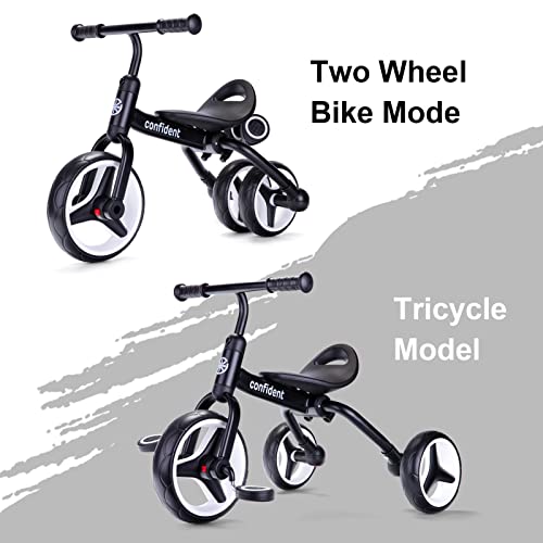 YGJT 4 in 1 Tricycle for Toddlers Age 2-5, Folding Toddler Bike Kids Trike Tricycles with Adjustable Seat and Removable Pedal, Baby Balance Bike Ride-on Toys Gift for Baby Boys Girls Birthday