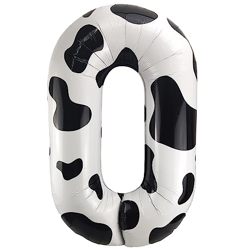 Cow Balloons,Cow Print Balloons,Number Balloons 0-9 for Cow Party Decoration,Funny Farm Balloons for Children's Birthday Farm Party Wedding Anniversary Decoration Supplies (Number 0)