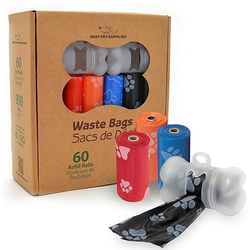 Best Pet Supplies Dog Poop Bags (240 Bags) for Waste Refuse Cleanup, Doggy Roll Replacements for Outdoor Puppy Walking and Travel, Leak Proof and Tear Resistant, Thick Plastic - Orange