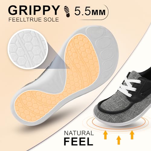 BARERUN Slip on Barefoot Shoes Women Lightweight Comfortable Drop Wide Diabetic Orthopedic Shoes for Women Running Athletic Tennis Walking Sneakers White Women Size 10 Wide Toe Box