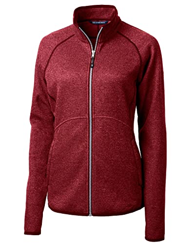 Cutter & Buck womens Mainsail Full Zip Fleece Jacket, Cardinal Red Heather, X-Small US