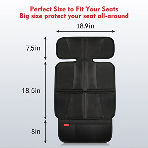 Kaiphy Car Seat Protector - Seat Protection Mat - Thick Padding - Durable, Waterproof Fabric, Leather Reinforced Corners & 3 Pockets for Handy Storage (2 Pack) Black
