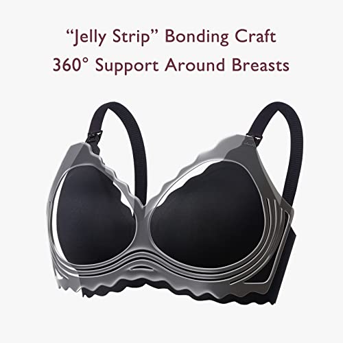 Momcozy Nursing Bras for Breastfeeding, Seamless Pregnancy Maternity Bra Wireless Classic Jelly Strip Support Nursing Bra