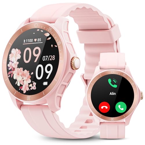 Smart Watch for Women Men Android & iPhone Compatible, Fitness Watch Bluetooth Call & Receive Text, 1.8" Smartwatch with Alexa/Heart Rate/SpO2/Sleep Monitor/Calorie Step Tracker, 7-Day Battery