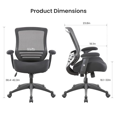BOLISS Ergonomic Mesh Computer Desk Office Chair with Super Soft Adjustable Arms,Molded Double Seat Cushion Foam Seat and Lumbar Support -All in Black