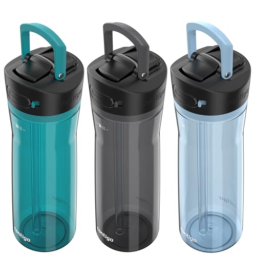 Contigo AUTOSPOUT Water Bottle, 24 oz, Leakproof Design, Juniper/Sake/Glacier, 3-Pack