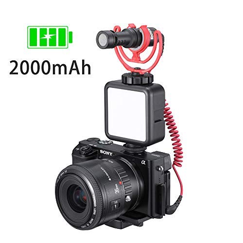 ULANZI VL49 2000mAh LED Video Light w 3 Cold Shoe, Rechargeable Soft Light Panel, Portable Photography Lighting for DJI OSMO Sony DSLR Canon Camera GoPro Vlogging