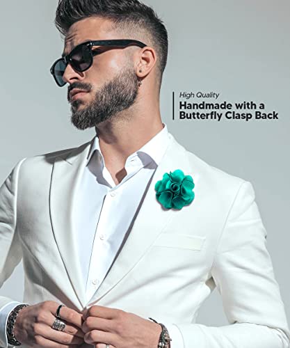 Vittorio Vico Men's Formal Solid Color Flower Lapel Pin - Brooch, Boutonniere for Men (Peach)