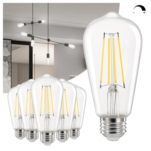 Linkind E12 Candelabra LED Light Bulbs 60W Equivalent, B11 Dimmable Chandelier Light Bulbs, 4.5W Clear Glass Vintage Edison Filament Candle Bulbs, Soft White 2700K 500lm, Ceiling Fan Bulb, 12 Packs