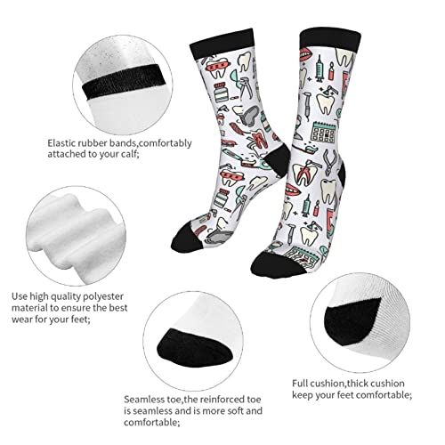 Dentist Dress Socks Novelty Casual Dentistry Teeth Crew Socks Gifts For Men Women