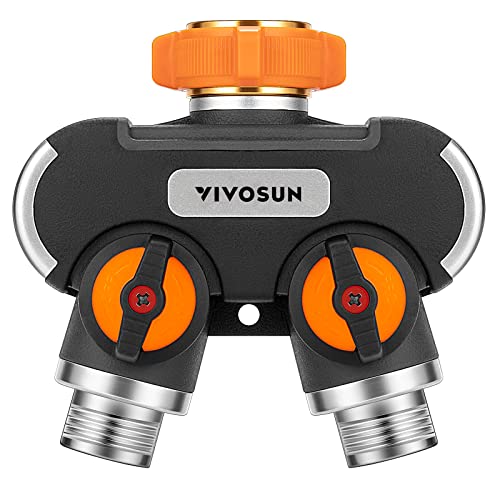 VIVOSUN Garden Hose Splitter 2 Way Heavy Duty, Upgraded Highly Durable Dual Water Hose Connector, Faucet Adapter with Comfortable Rubberized Grip for Drip Irrigation, Lawns