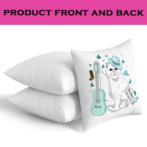 Cat Gifts for Cat Lovers Cute Cat Throw Pillow Covers Inspired Music Lover Gifts Fan Singer Merch for Women Cat Mom Cat Lady Girls Pillow Covers 18x18 Home Office Couch Sofa Bed Living Room Decor