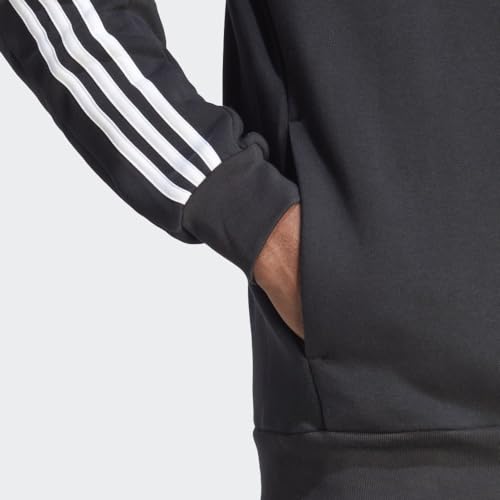 adidas Men's Essentials Fleece 3-Stripes Full-Zip, Black, Small