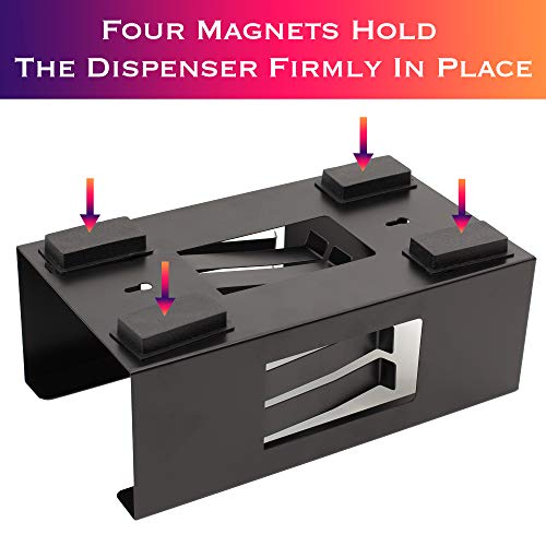 EHOMEA2Z Magnetic Glove Holder,Glove Box Holder,Glove Dispenser,Durable Coated Steel,Space Saving Design for Work,Shop, Garage,Medical Office,Laundry Room,Kitchen,Hospital,Fridge,Wall Mount (Black)