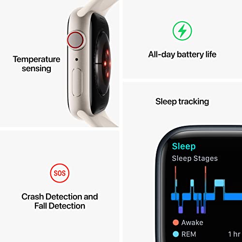 Apple Watch Series 8 [GPS + Cellular 41mm] Smart Watch w/Product RED Aluminum Case w/ (Product) RED Sport Band-S/M. Fitness Tracker, Blood Oxygen & ECG Apps, Always-On Retina Display, Water Resistant