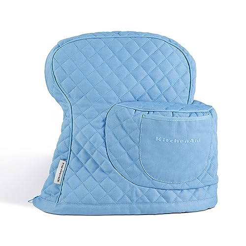 KITCHENAID Fitted Tilt-Head Solid Stand Mixer Cover with Storage Pocket, Quilted 100% Cotton, Blue Velvet, 14.4"x18"x10"