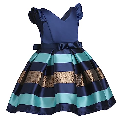 WZSYGDTC Baby Girls Christmas A-Line Dresses Child Birthday Party New Year Wedding Event Dress 3 Years (1780 Navy,100)