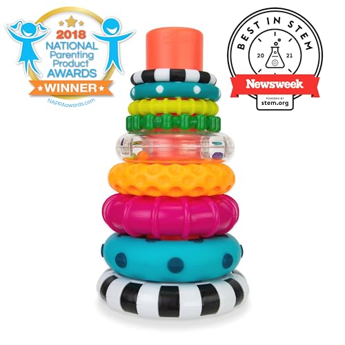 Sassy Stacks of Circles Stacking Ring STEM Learning Toy, Age 6+ Months, Multi, 9 Piece Set