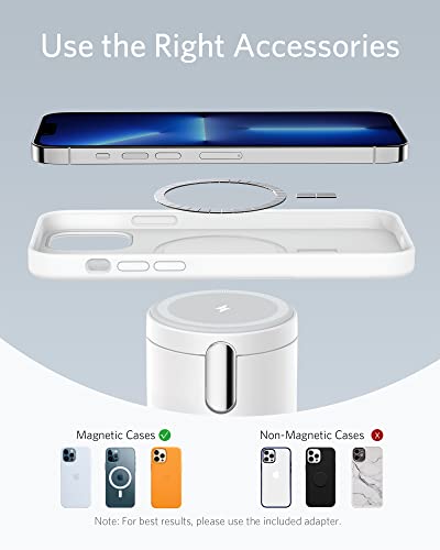 Anker Magnetic Wireless Charger, 2-in-1 Charging Station for Magsafe Wireless Charger with 20W USB-C Charger, for iPhone 14/14 Pro/14 Pro Max/13/13 Pro Max, AirPods Pro (Dolomite White)