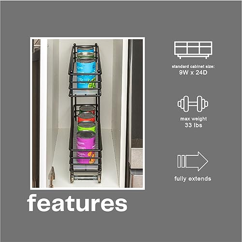 Household Essentials Glidez Multipurpose Paint-Finished Steel Pull-Out/Slide-Out Storage Organizer with Plastic Liner for Under Cabinet Use - 2-Tier Design - Fits Standard Size Cabinet or Shelf, White