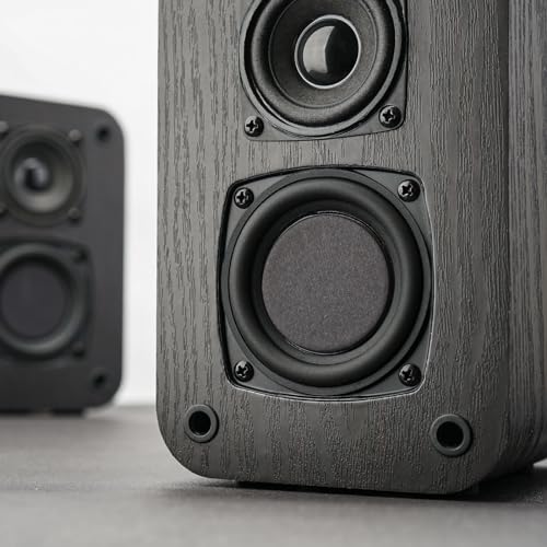 RIOWOIS Passive Bookshelf Speakers for Home Theater Surround Sound, Home Desktop Stereo Speakers with Crisper Sound and Classic Wood Grain for Record Player/Computer/TV, Wall Mountable, One Pair.