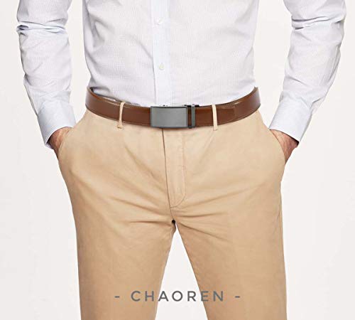 CHAOREN Leather Ratchet Belt for men 1 3/8" for Dress Pants - Micro Adjustable Belt Fit Everywhere