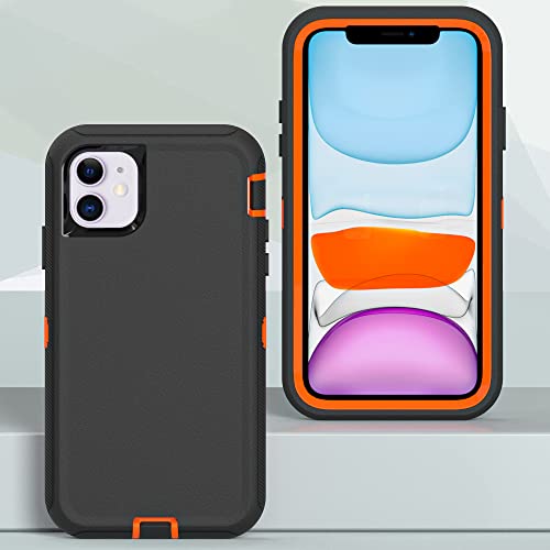 WOGROO Case for iPhone 14 Pro, Heavy-Duty Tough Rugged Shockproof Drop Protective Cover Phone Cases, Black+Orange