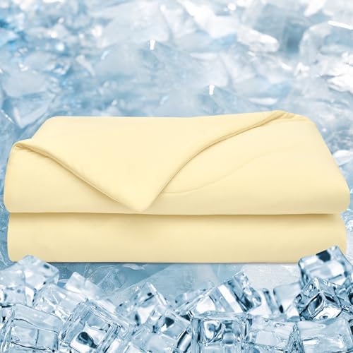 PHF Double Cooling Blanket Twin Size for Hot Sleepers, Soft Breathable Blankets for Summer with Double Side Cold, Q-Max>0.5 Arc-Chill Cool Lightweight Blanket for Night Sweats, 60"x80",Alabaster Gleam