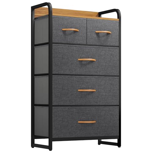 YITAHOME Dresser for Bedroom, 7 Drawers Fabric Dresser, Organizer Unit for Living Room, Hallway, Closets - Sturdy Steel Frame, Wooden Top & Easy Pull Fabric Bins