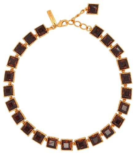 Oscar de la Renta, Large Stone Tennis Necklace, Smoky Quartz