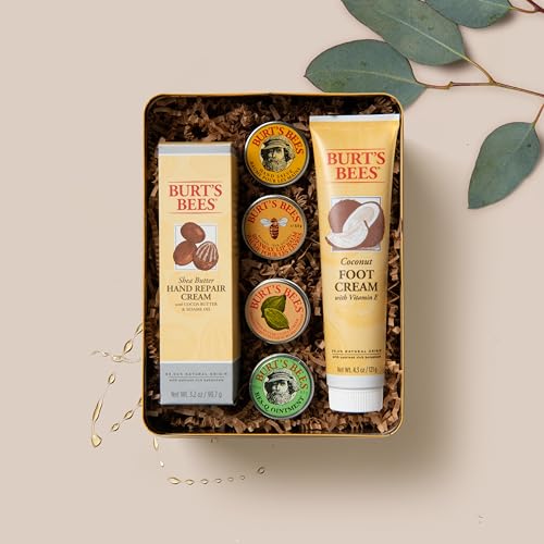 Burt's Bees Christmas Gifts, 6 Stocking Stuffers Products, Timeless Minis Kit - Original Beeswax Lip Balm, Coconut Foot Cream, Milk Honey Body Lotion, Deep Cleansing Cream, Res-Q Ointment & Hand Salve