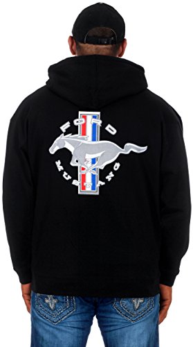 JH DESIGN GROUP Men's Ford Mustang Collage Black Zip Up Hoodie Sweatshirt (Small, CLG2-black)