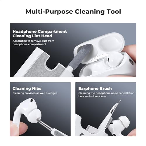 K&F Concept 8-in-1 Airpods Electronic Cleaning Kit Keyboard Laptop Cleaner, Multifunctional Cleaning Tool for iPhone AirPods MacBook iPad iwatch,Camera PC Monitor Earbud Tablet,with 5ml Cleaners