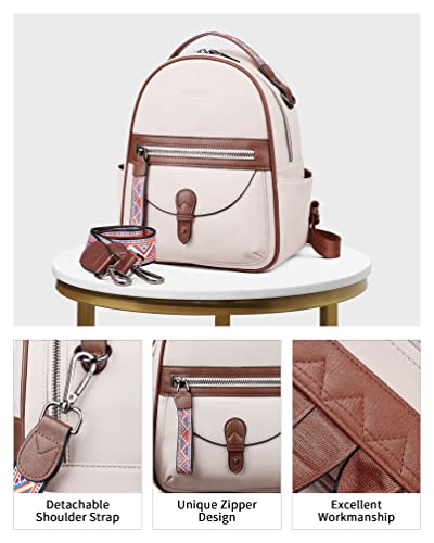 FADEON Mini Backpack Purse for Women, Designer Leather Cute Roomly Small Backpacks, Ladies Shoulder Backpack Fashion Handbag