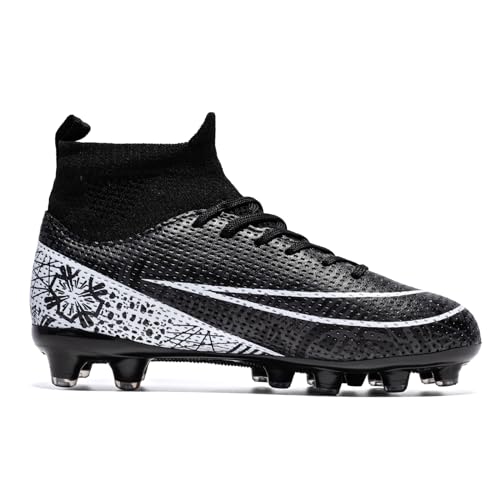 Mens Soccer Shoes Womens Football Cleats, Indoor Soccer Shoes Training Outdoor Turf Soccer Shoes Boys Soccer Cleats Black Green,5.5ize