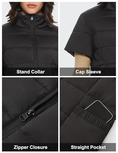 Orolay Women's Warm Insulated Vest Lightweight Stand Collar Cap Sleeve Jacket Zip up Gilet with Pockets Black Small