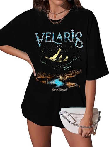 Vintage Book Tshirt The Night Court Shirts Women City of Starlight T-Shirt Book Lover Gift Short Sleeve Tees Black