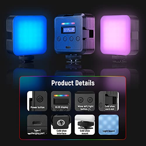 NEEWER Magnetic RGB Video Light, 360° Full Color RGB61 LED Camera Light with 3 Cold Shoe Mounts/CRI 97+/20 Scene Modes/2500K-8500K/2000mAh Rechargeable Portable Photography Selfie Lighting