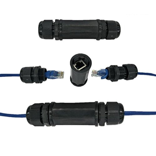 (2 Pack) Toptekits RJ45 Waterproof Connector IP67 Ethernet Network Cable Connector Double Head Outdoor LAN Coupler Adapter Female Cat5, 6,8P8C