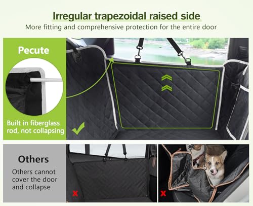 Pecute Dog Back Seat Extender, Back Seat Extender for Dogs, Hard Bottom Car Seat Cover for Large Dogs, Backseat Dog Hammock for Car SUV, Dog Car Seat Cover Extender for Car Travel & Camping Bed
