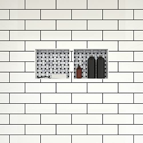 Tile Redi USA RNDH1614S-14 Niche Double Recessed Shower Shelf, Two Shelves, 14" H X 32" W, Black