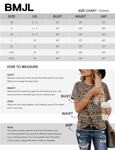 BMJL Women's Casual Cute Shirts Leopard Print Tops Basic Summer Short Sleeve Fashion Soft Blouse Loose Fit Tshirt(X-SmallLeopard)