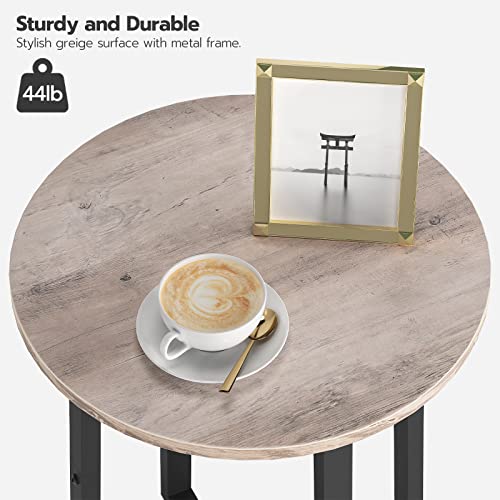 HOOBRO Round Side Table, Round Accent End Table with Sturdy X-Shaped Metal Frame, 15.7" Round Nightstand, for Living Room, Bedroom, Balcony, Office, Greige and Black BG95BZ01