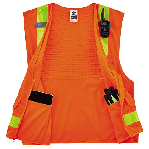 Ergodyne GloWear 8250ZHG Class-2 Hi-Gloss Surveyors Safety Vest, Orange, Small/Medium