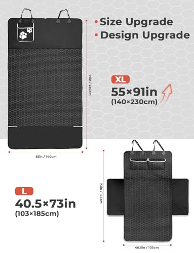 Oasser SUV Cargo Liner for Dogs Large Cargo Liner for SUV Waterproof Trunk Cover for Dogs with Detachable Pocket (Black, XL (55 x 91inch)