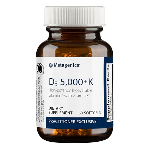 Metagenics D3 + K - for Immune Support, Bone Health & Heart Health* - Vitamin D with MK-7 (Vitamin K2) - Non-GMO - Gluten-Free - 60 Softgels - 5,000 IU