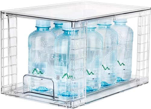 Zero Zoo 1Pack Large Stackable Kitchen Storage Drawers, Clear Foods Organizer Bins with Handles, Easily Assemble for Bathroom, Kitchen, Pantry, Cabinet, Closet(XL-Down Handle)