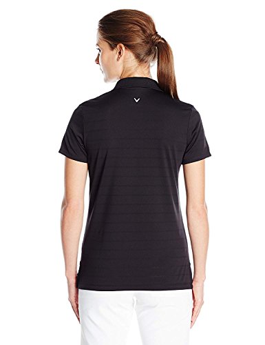 Callaway Women's Golf Short Sleeve Pique Open Mesh Polo Shirt, Black, Medium