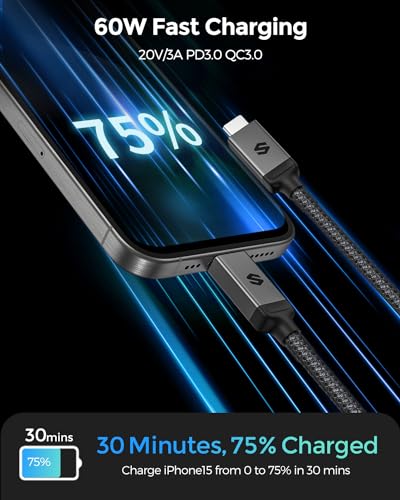 Silkland USB 4 Cable for Thunderbolt 4 Cable 40 Gbps 240W Fast Charging 1FT, 8K@60Hz 5K@60Hz 4K@144Hz, PD 3.1, Compatible with Thunderbolt 4/3, iPhone 15, MacBook Pro, Docking, eGPU, SSD, Monitor